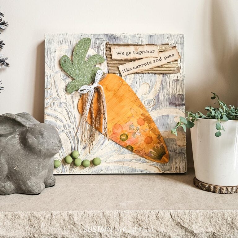 Upcycled Easter Sign with Wood Carrot Cutout