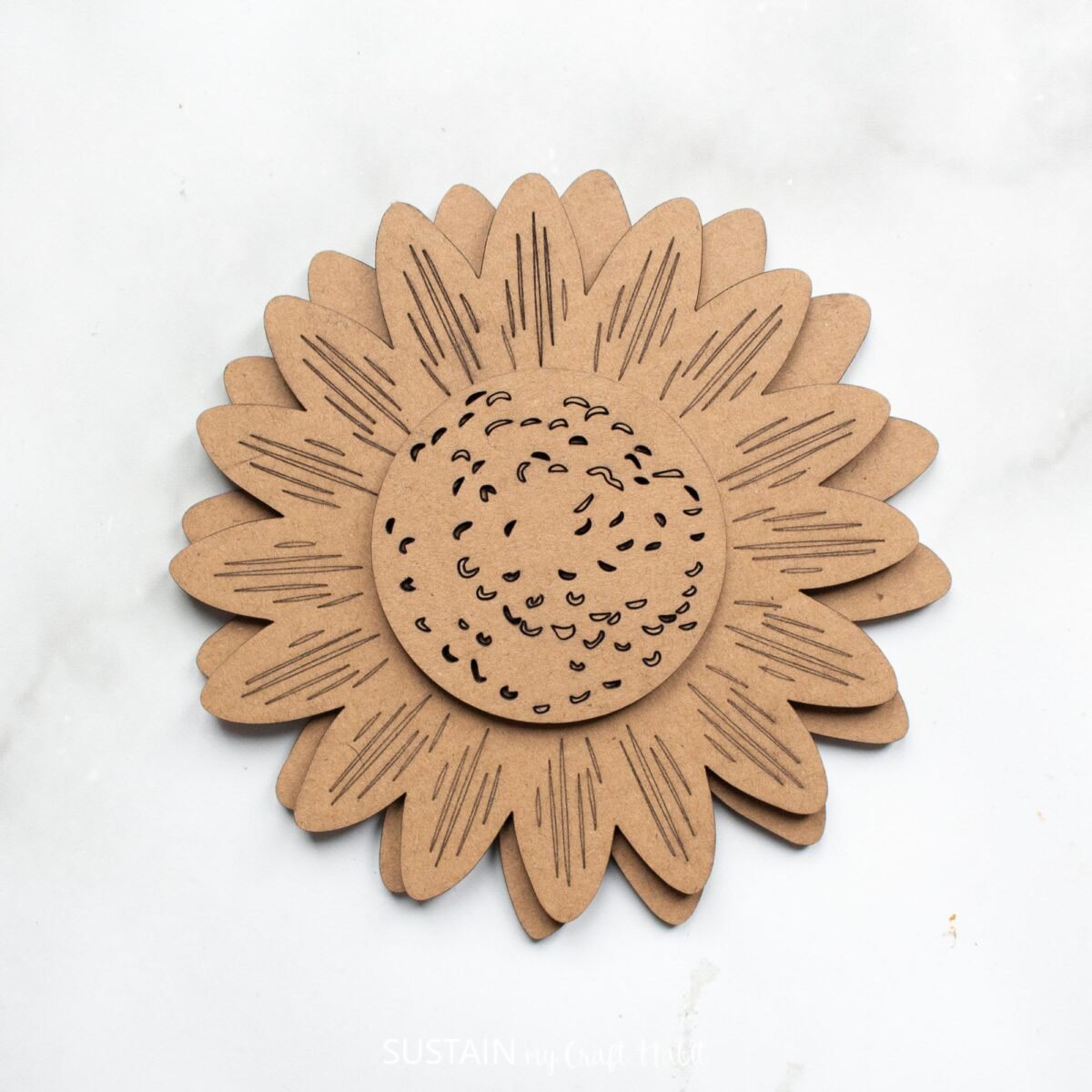 Laser cut sunflower.