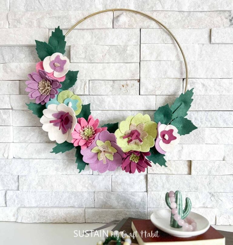 Hoop Wreath with DIY Felt Flowers