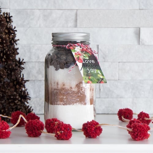 Jar filled with baking ingredients.