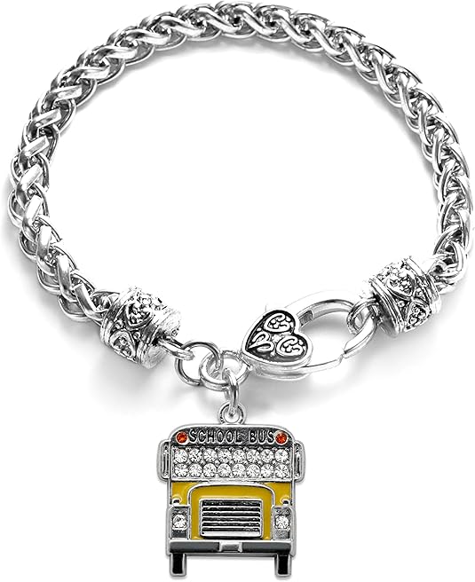 Charm bracelet with a bus charm.