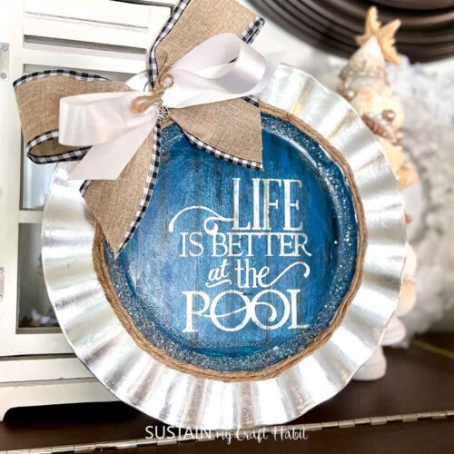 Repurposed Platter Sign with Decoupage – Sustain My Craft Habit