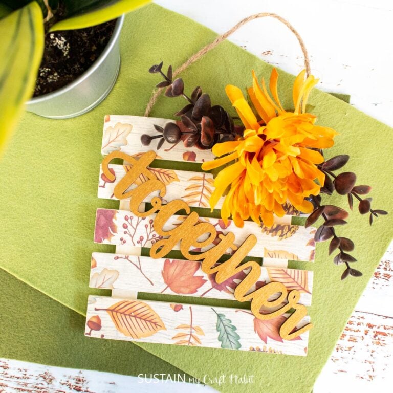 Fall Wood Sign with Dollar Tree Supplies