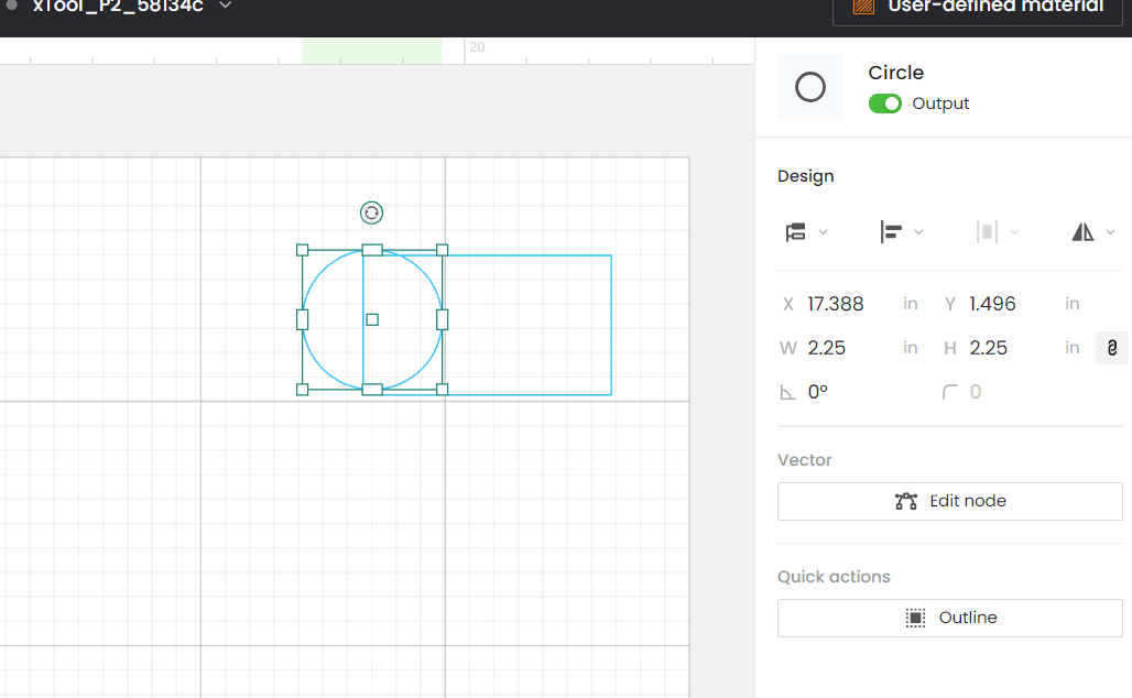 Inserting a circle shape into a rectangle.