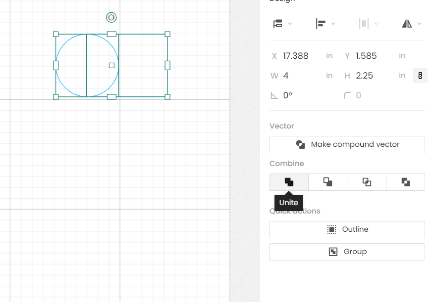 Uniting the rectangle and circle shapes together.