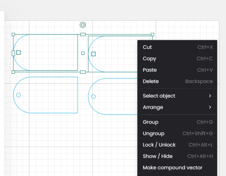 Duplicating tags and positioning them in xtool Creative Space.