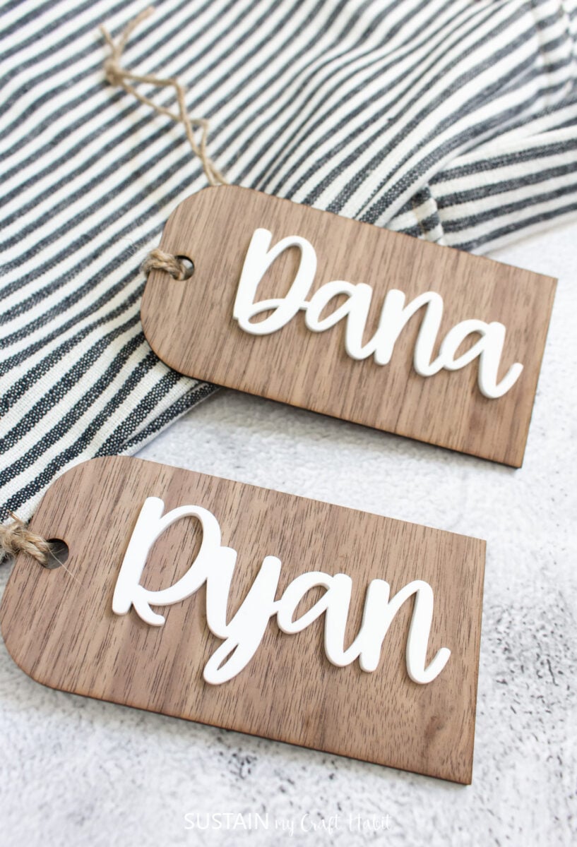 Personalized stocking tags.