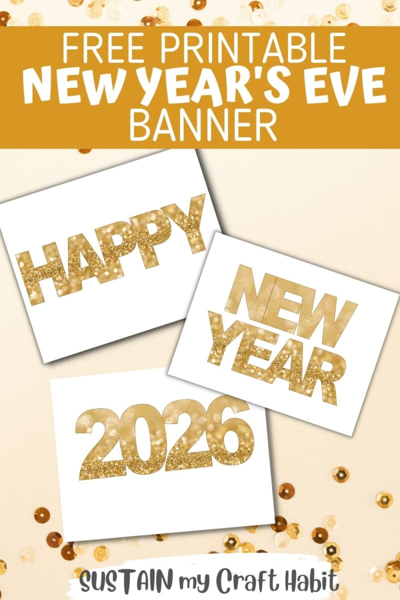 2026 happy new year banner printable – sustain my craft habit