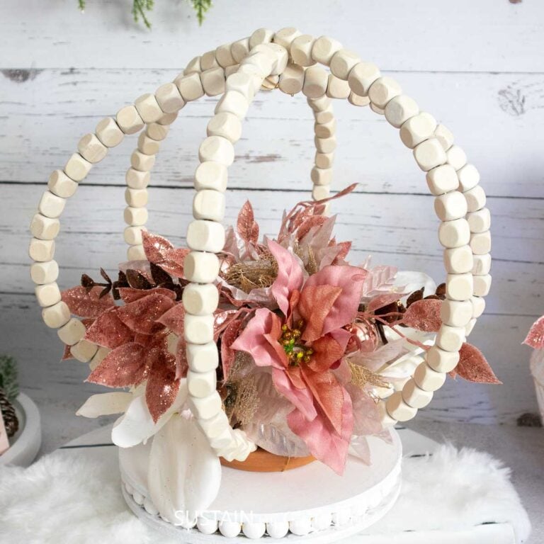 Wood Bead Ring Christmas Centerpiece Idea