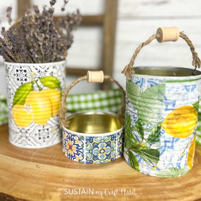 Tin Can Napkin Decoupage Idea
