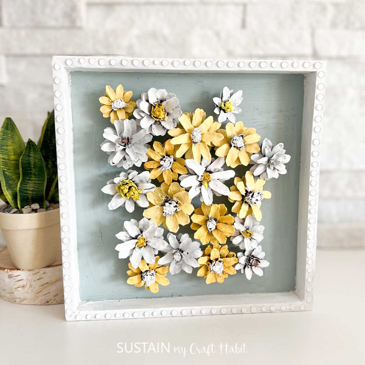 Crafting Pinecone Daisy Art