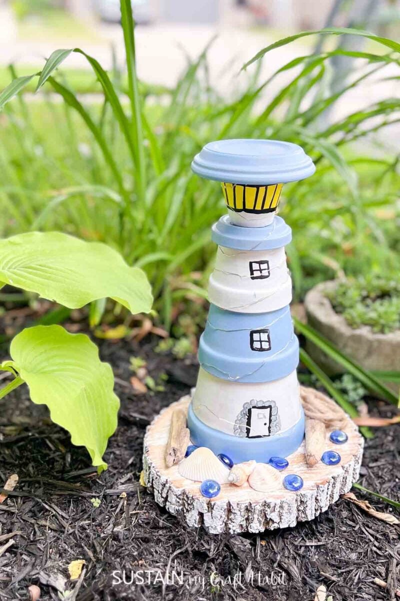 Light house made from clay pots.