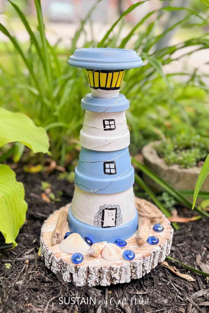 Light house made from clay pots.