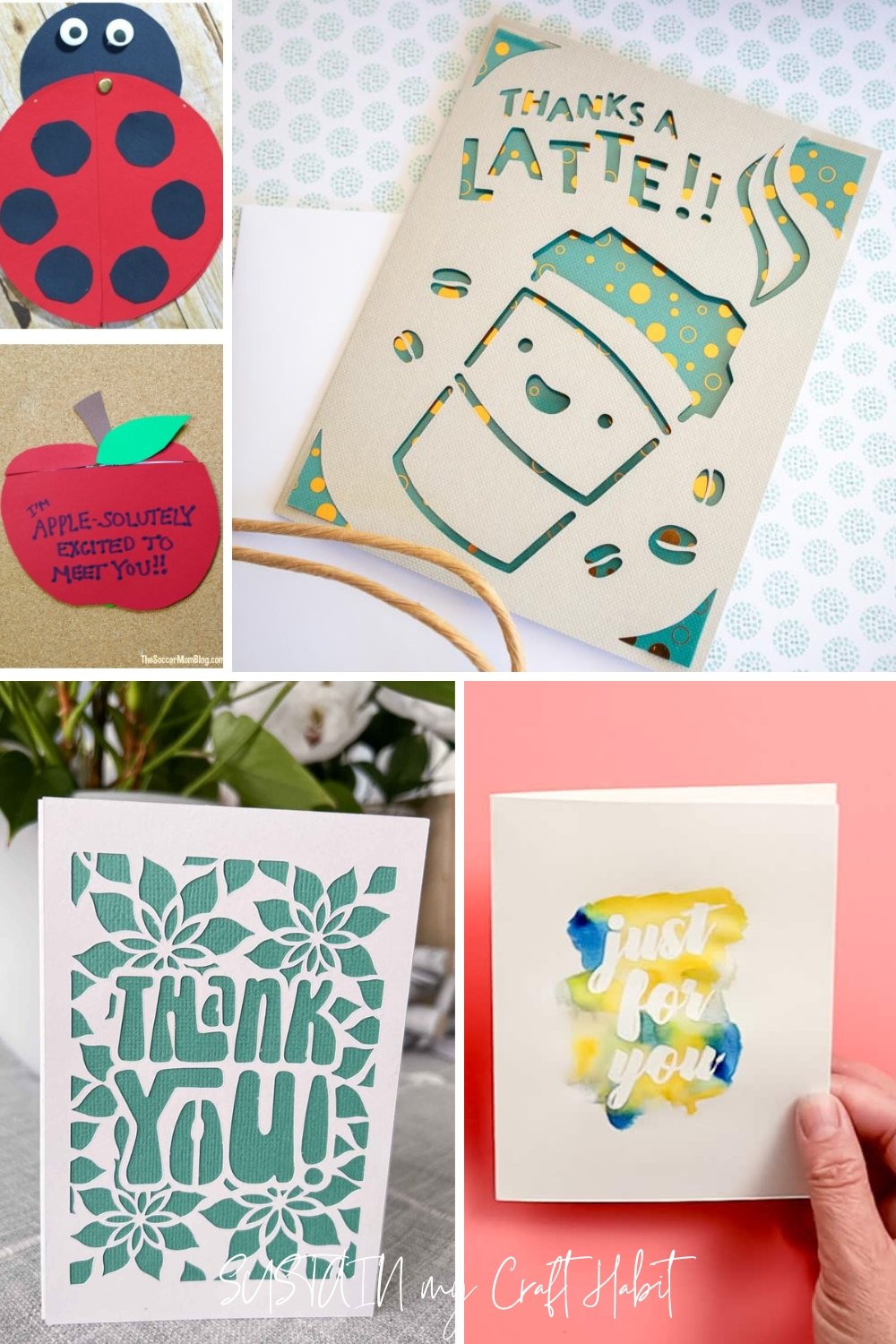 Collage of cards made for teacher appreciation.