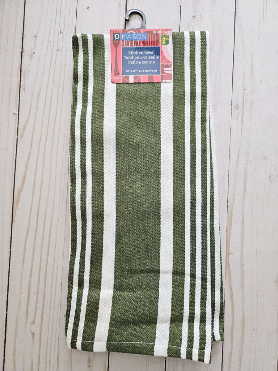 Tea towel used to sew a hanging tea towel.