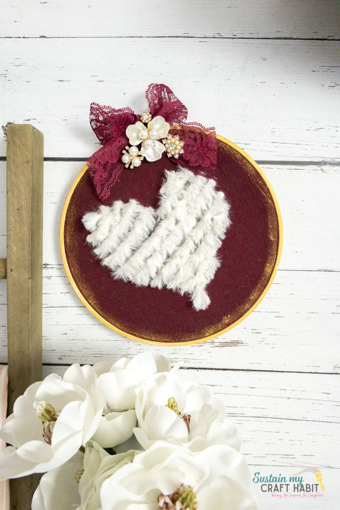 Embroidered Yarn Heart Decor