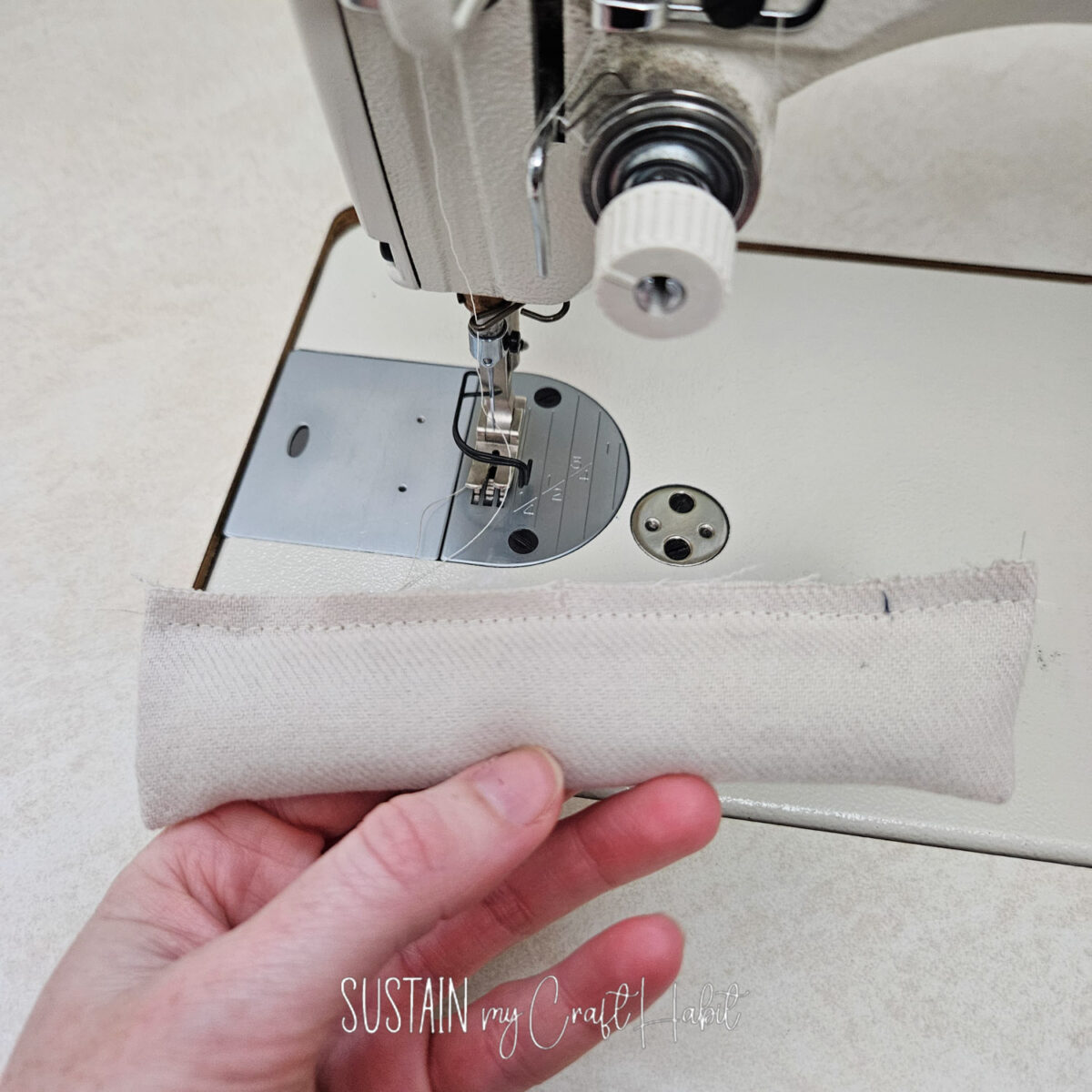 Stitched and filled piece of fabric.