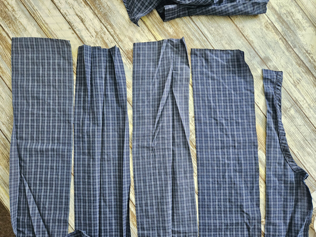 Pieces of cut fabric.