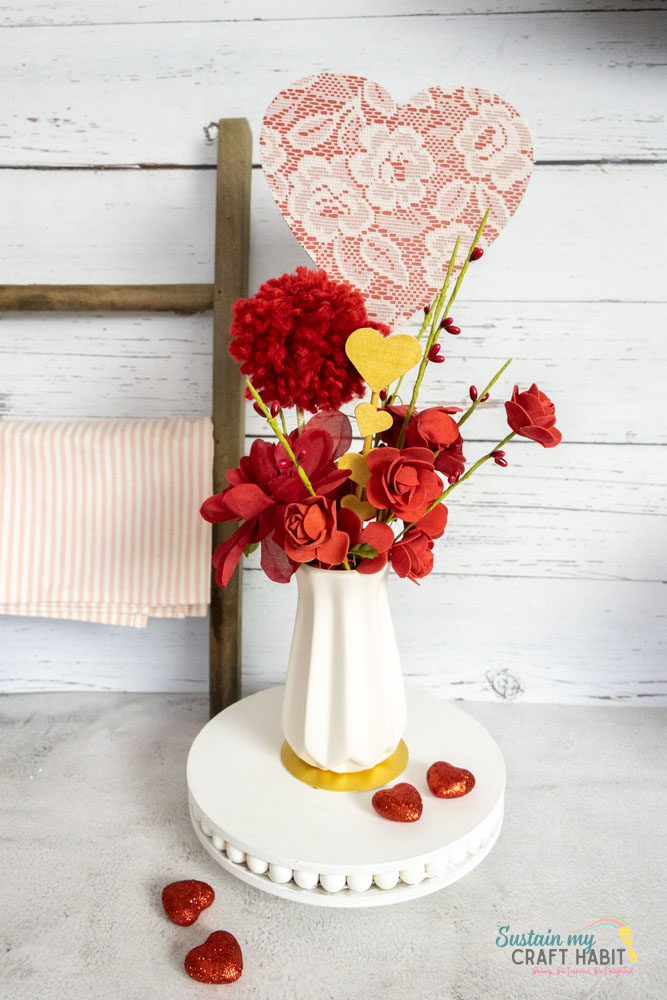 Easy Valentine&rsquo;s Day Centerpiece with Dollar Tree Vase