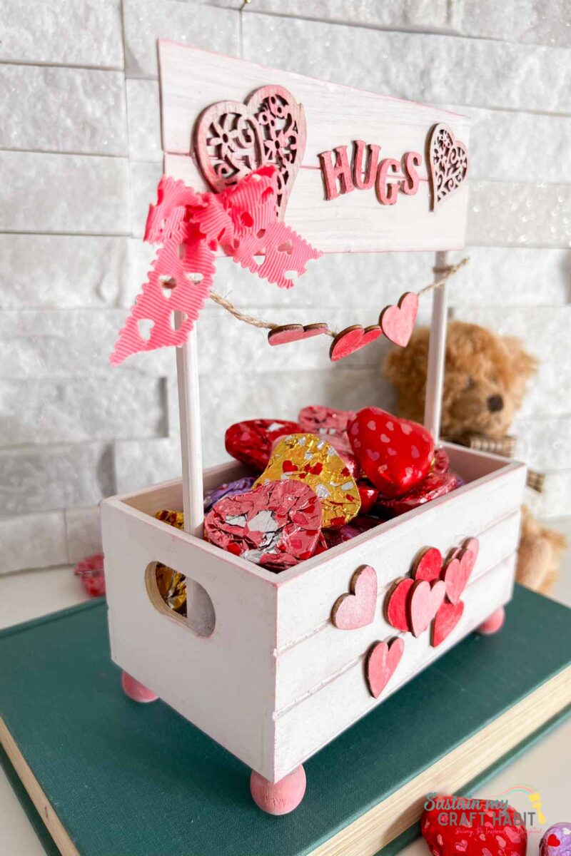 Dollar Tree materials made into a valentine's day mini kissing booth.