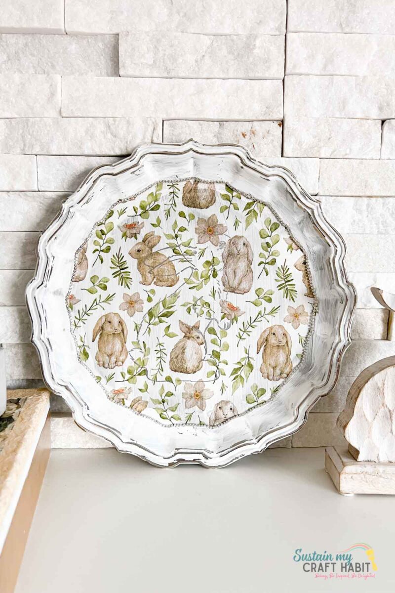 Boutique Decor on a Budget: Bunny-Themed Thrift Store Tray Makeover