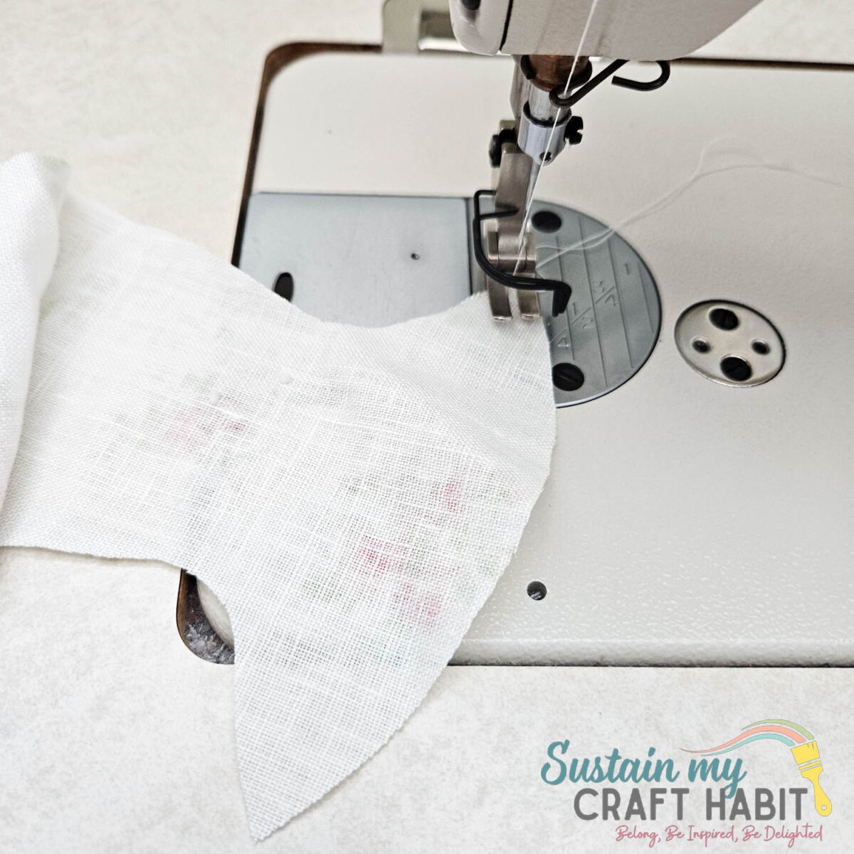 Stitching on the edge of an ear lining.