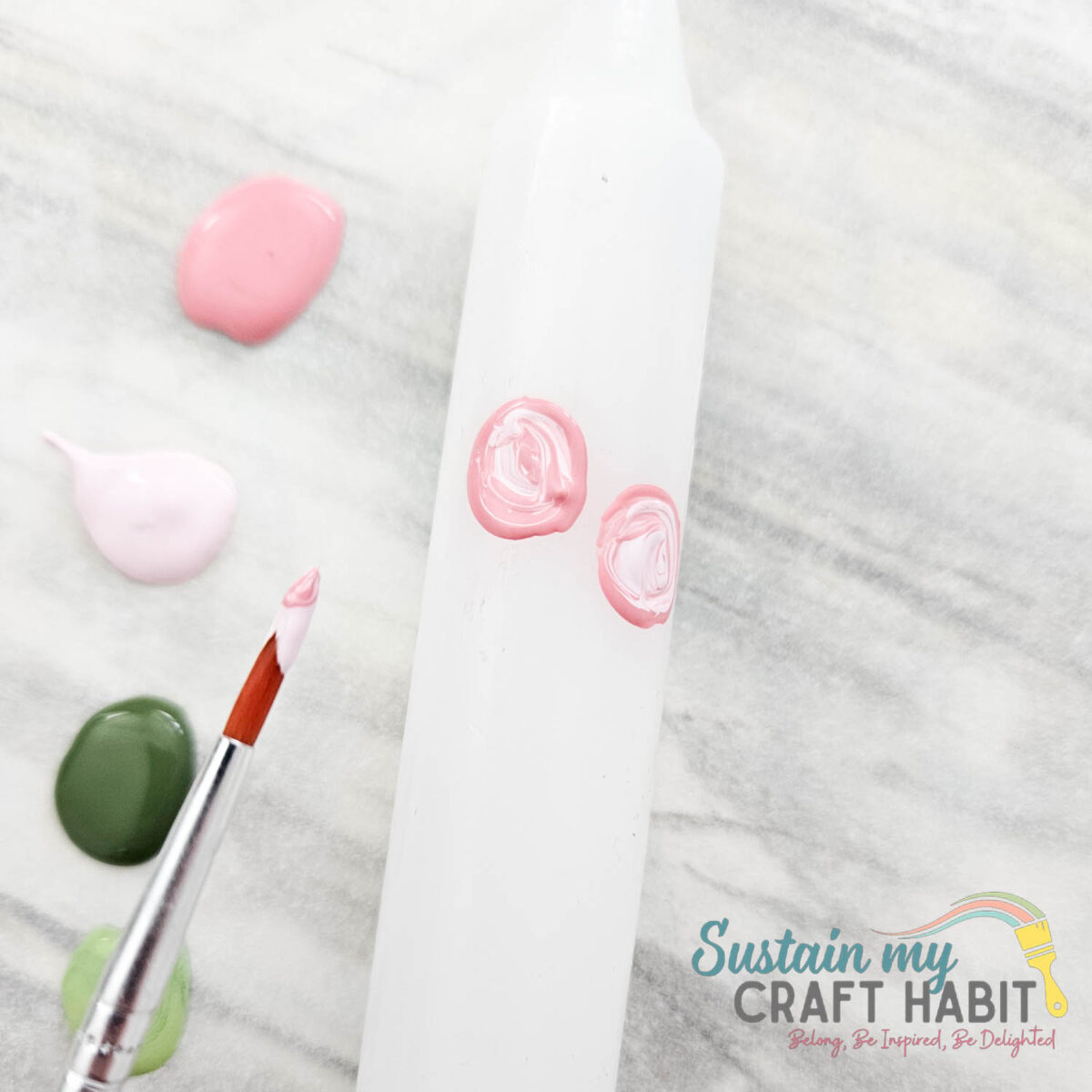 Added lighter pink into the middle of the painted circles.