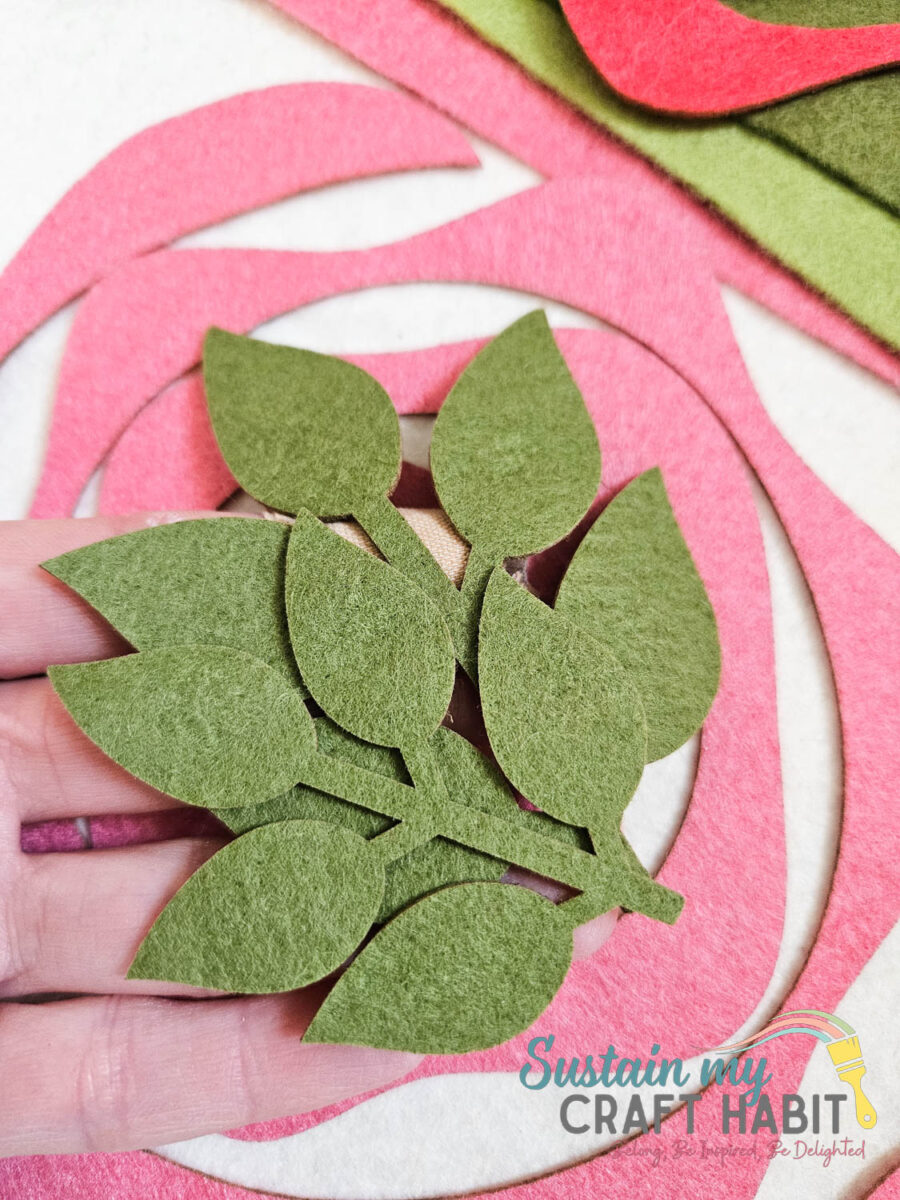 Close up of laser cut felt sheets.