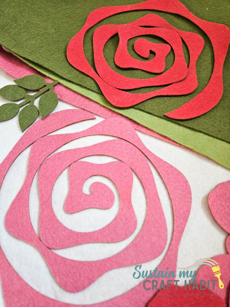 Laser cut felt sheets.