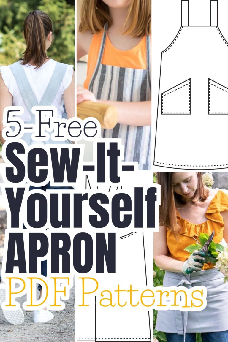 collage of free sewing pattern designs with text overlay
