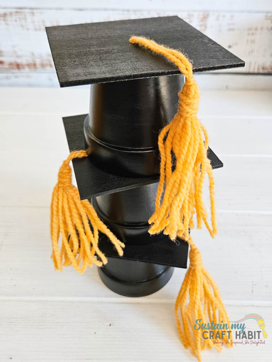 Graduation cap decor stayed together.
