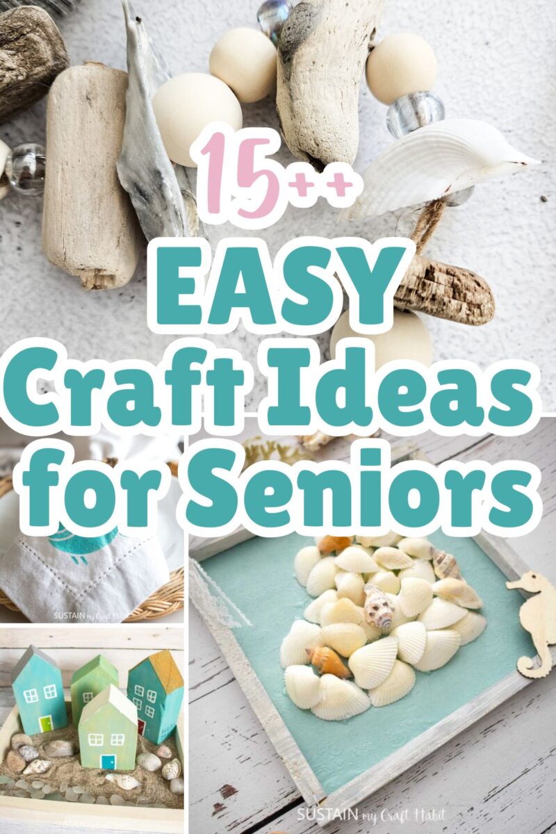 callage of craft ideas for seniors with text overlay