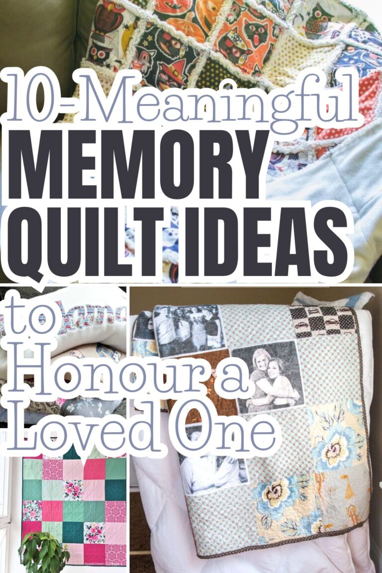 collage of images showing different memry quilt diy ideas