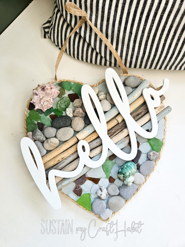 High-End Beach Vibes: DIY Driftwood & Seaglass Hello Door Sign