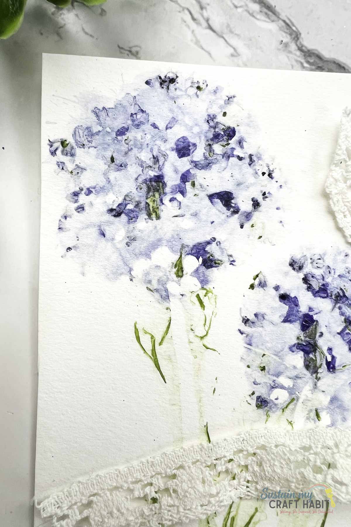 Close up of hammered flower prints
