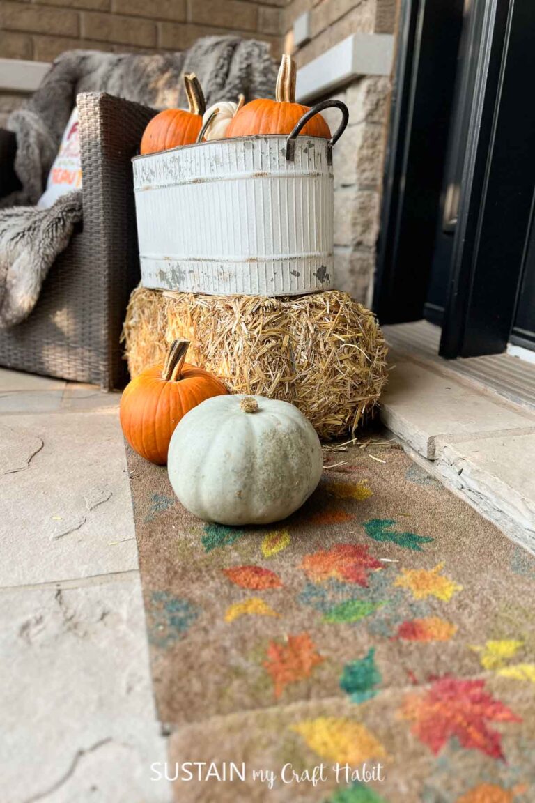 How to Refresh an Old Door Mat with a Cricut Fall Stencil