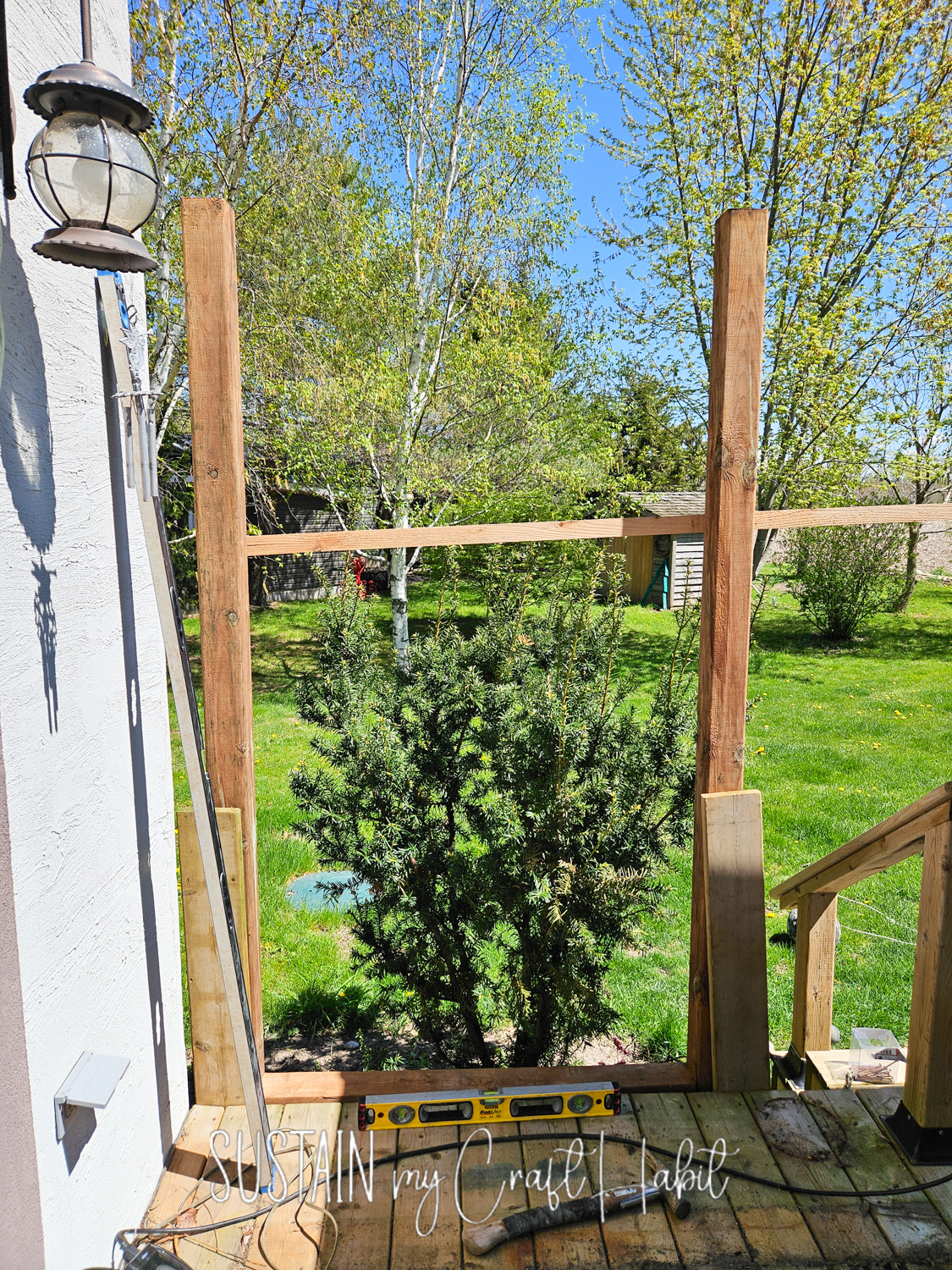Adding nailing strip to the middle of the post.